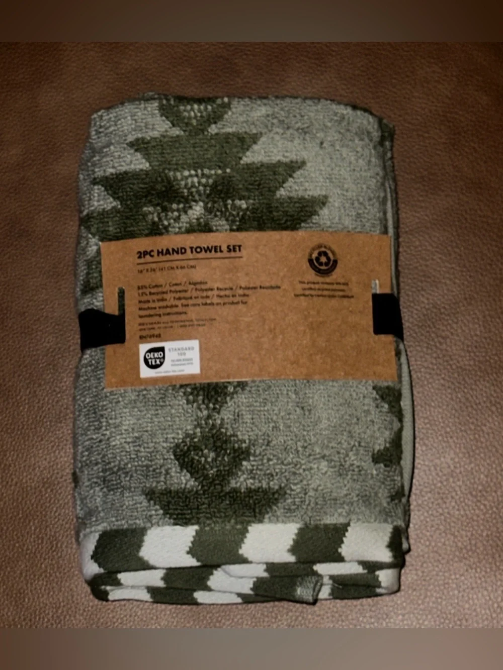 NEW Wrangler Green Western Aztec 2 Piece Hand Towel Set 16